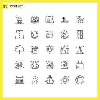 25 Line concept for Websites Mobile and Apps awareness health security stethoscope money Editable Vector Design Elements