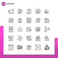 paquete de conjunto de iconos de contorno de 25 iconos de línea aislados en fondo blanco para aplicaciones móviles y de impresión de diseño de sitios web receptivos vector