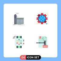 Pictogram Set of 4 Simple Flat Icons of factory world manufacturing heart hand watch Editable Vector Design Elements