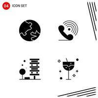 Collection of 4 Vector Icons in solid style Pixle Perfect Glyph Symbols for Web and Mobile Solid Icon Signs on White Background 4 Icons