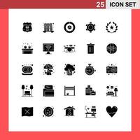 Pack of 25 Modern Solid Glyphs Signs and Symbols for Web Print Media such as feature ui delivery setting basic Editable Vector Design Elements