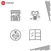 4 Creative Icons Modern Signs and Symbols of bar flight counter balloon food Editable Vector Design Elements