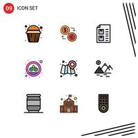 paquete de iconos vectoriales de stock de 9 signos y símbolos de línea para elementos de diseño vectorial editables de comprobación de documentos en euros de lista de carnaval vector