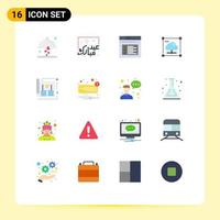 Pictogram Set of 16 Simple Flat Colors of secure share islam cloud website Editable Pack of Creative Vector Design Elements