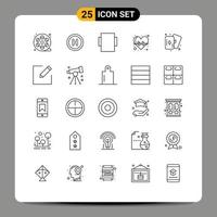 25 Universal Line Signs Symbols of edit card rotate hobby health care Editable Vector Design Elements