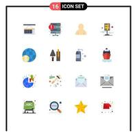 Pack of 16 Modern Flat Colors Signs and Symbols for Web Print Media such as finance pin web map city Editable Pack of Creative Vector Design Elements