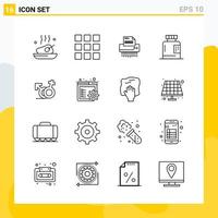 Collection of 16 Universal Line Icons Icon Set for Web and Mobile vector