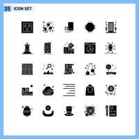 Pack of 25 Modern Solid Glyphs Signs and Symbols for Web Print Media such as hotel equipment watt electronic devices Editable Vector Design Elements
