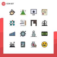 Universal Icon Symbols Group of 16 Modern Flat Color Filled Lines of drops color password award achievement Editable Creative Vector Design Elements