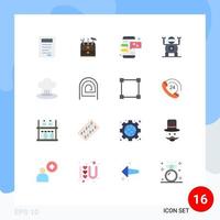 Pictogram Set of 16 Simple Flat Colors of cook chef conversation cafe technology Editable Pack of Creative Vector Design Elements