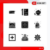 User Interface Pack of 9 Basic Solid Glyphs of player open develop fast date Editable Vector Design Elements