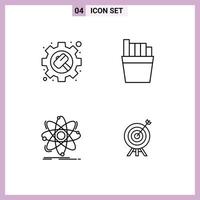 Universal Icon Symbols Group of 4 Modern Filledline Flat Colors of gear physics settings atom target Editable Vector Design Elements