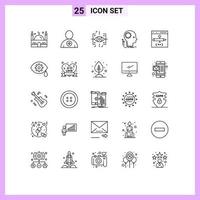 Universal Icon Symbols Group of 25 Modern Lines of brainstorming thinking human creative gen Editable Vector Design Elements