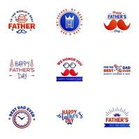 Happy Fathers Day Greeting Card 9 Blue and red Happy fathers day card vintage retro type font Editable Vector Design Elements