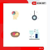 User Interface Pack of 4 Basic Flat Icons of graph easter thinking camping nest Editable Vector Design Elements