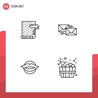 Set of 4 Commercial Filledline Flat Colors pack for paint correspondence repair reply lips Editable Vector Design Elements