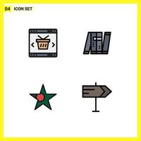 Universal Icon Symbols Group of 4 Modern Filledline Flat Colors of app military shopping autonomous flag Editable Vector Design Elements