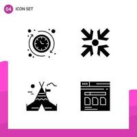 paquete de conjunto de iconos de glifo de 4 iconos sólidos aislados en fondo blanco para aplicaciones móviles y de impresión de diseño de sitios web receptivos vector