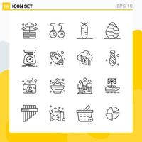 Collection of 16 Universal Line Icons Icon Set for Web and Mobile vector