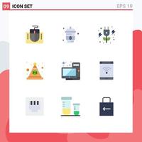 Group of 9 Modern Flat Colors Set for hardware computer energy irish day Editable Vector Design Elements