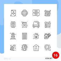 16 Outline concept for Websites Mobile and Apps audio store mainframe shop message Editable Vector Design Elements