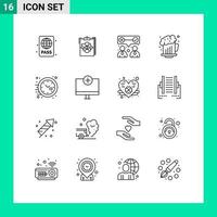 Set of 16 Modern UI Icons Symbols Signs for beer team work flow team corporate Editable Vector Design Elements