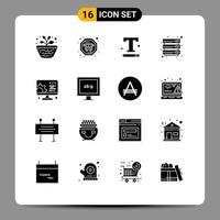 Modern Set of 16 Solid Glyphs and symbols such as service server interface files cloud Editable Vector Design Elements