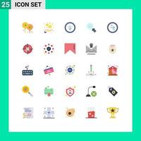 25 User Interface Flat Color Pack of modern Signs and Symbols of arrow magnifying direction look interface Editable Vector Design Elements