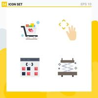 Pictogram Set of 4 Simple Flat Icons of cart coding trolley up development Editable Vector Design Elements