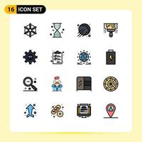 Flat Color Filled Line Pack of 16 Universal Symbols of development coding wait paint brush Editable Creative Vector Design Elements