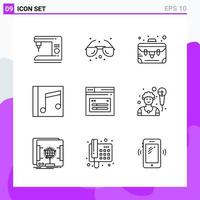 Set of 9 icons in Line style Creative Outline Symbols for Website Design and Mobile Apps Simple Line Icon Sign Isolated on White Background 9 Icons vector