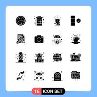 Universal Icon Symbols Group of 16 Modern Solid Glyphs of search data awards complete winner Editable Vector Design Elements