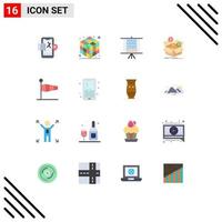 16 Universal Flat Color Signs Symbols of blow growth data money box Editable Pack of Creative Vector Design Elements