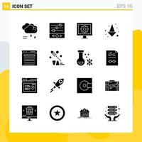 Collection of 16 Universal Solid Icons Icon Set for Web and Mobile vector