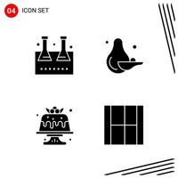 Collection of 4 Vector Icons in solid style Pixle Perfect Glyph Symbols for Web and Mobile Solid Icon Signs on White Background 4 Icons