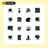 Universal Icon Symbols Group of 16 Modern Solid Glyphs of paint graphic tulip design prince Editable Vector Design Elements