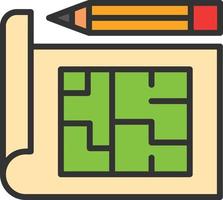 Building Plan Line Filled Icon vector