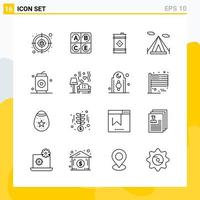 Collection of 16 Universal Line Icons Icon Set for Web and Mobile vector