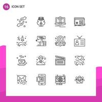 16 Universal Outlines Set for Web and Mobile Applications settings object man file monitor Editable Vector Design Elements