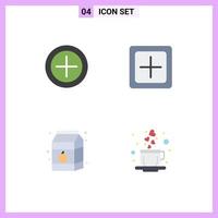 Set of 4 Modern UI Icons Symbols Signs for finance drink add new milk Editable Vector Design Elements