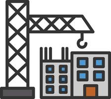 icono lleno de línea de sitio de construcción vector