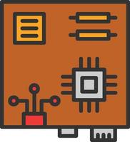 icono lleno de línea de placa base vector