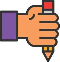 Hand And Pencil Line Filled Icon vector