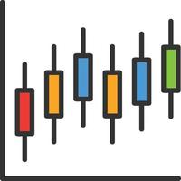 Candlestick Chart Line Filled Icon vector