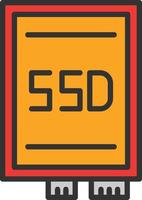 icono lleno de línea de tarjeta ssd vector