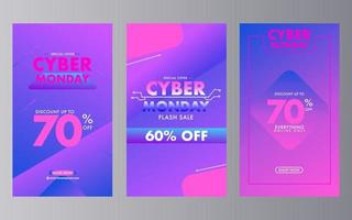 Cyber Monday Social Media Post Template Futuristic Style Pro Vector