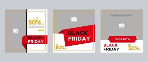 Creative modern black friday sale social media post banner template collection. vector