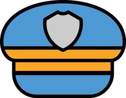 icono lleno de línea de sombrero de policía vector