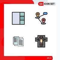 Set of 4 Modern UI Icons Symbols Signs for grid shareit location share death Editable Vector Design Elements