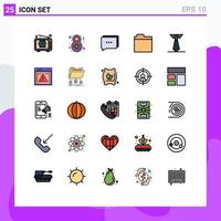 Set of 25 Modern UI Icons Symbols Signs for  file study chat education folder Editable Vector Design Elements